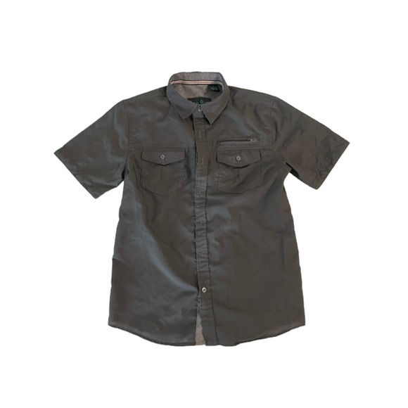 Bold Blue Gray Collar Button Down Kids Shirt Size M - Picture 1 of 3